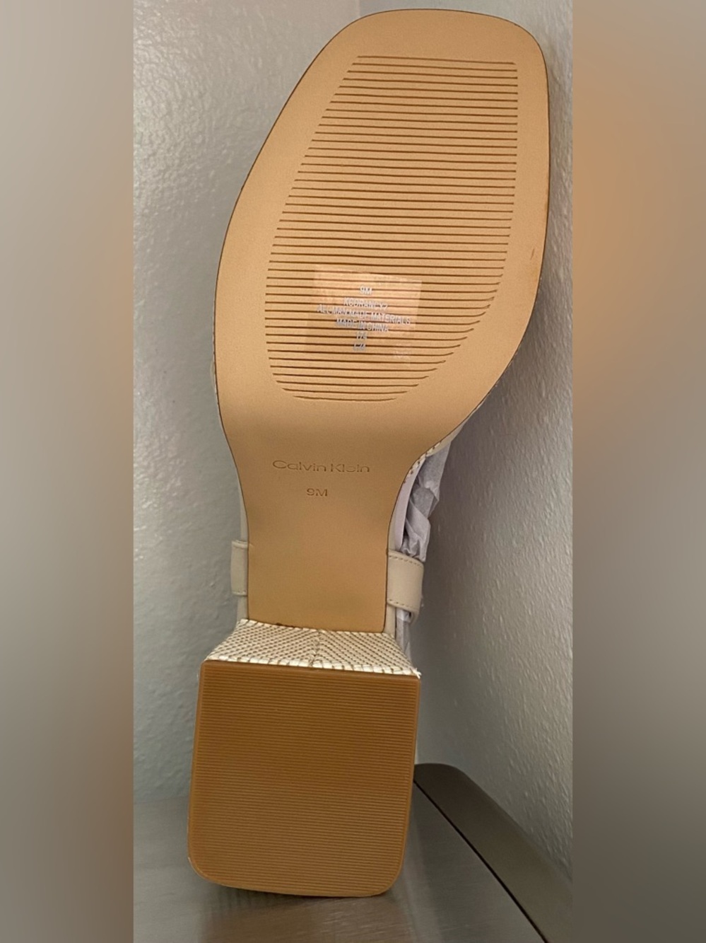 NEW CALVIN KLEIN WOMENS CREAM BLOCK SANDALS-STRAPPY PLATFORM HEELS - Picture 6 of 11